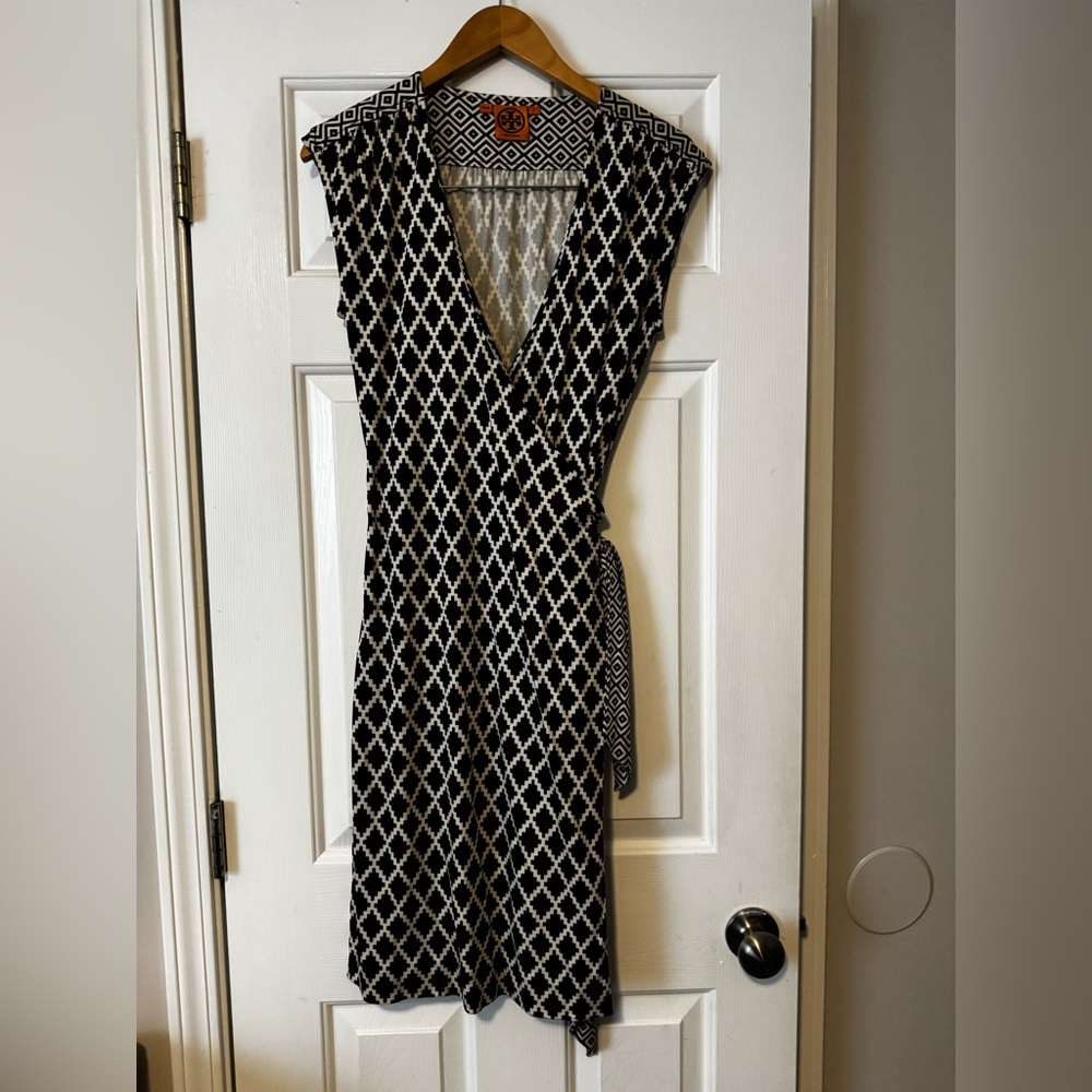 Tory Burch Transpassado Estampado Silk Wrap Dress - Size Small